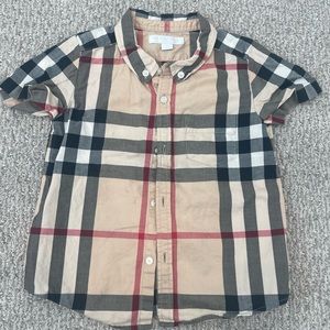 Burberry classic plaid short sleeve button up shirt - Size 2Y